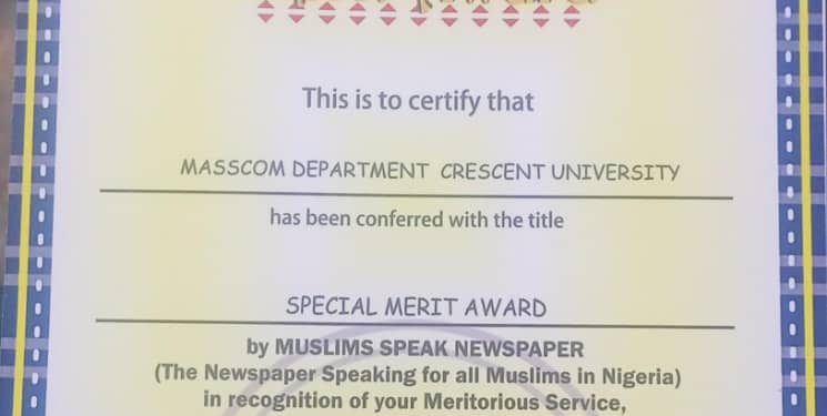 Crescent Varsity Mass Comm. Receives Meritorious Award
